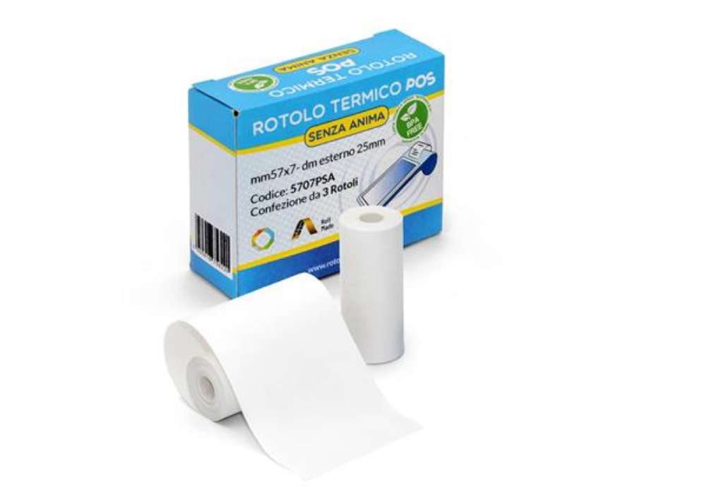 Immagine di Rotoli POS Rotolificio Pugliese BPA Free Exclusive senza anima 57 mm x 10 m - d. 30 mm - conf. 12 ro