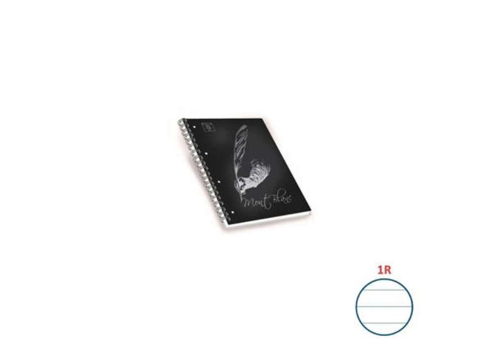 Immagine di Quaderni spiralati A4 Pigna Mont Blanc Soft Touch assortiti - rigatura 1R - 100 ff - Conf. 5 pezzi -