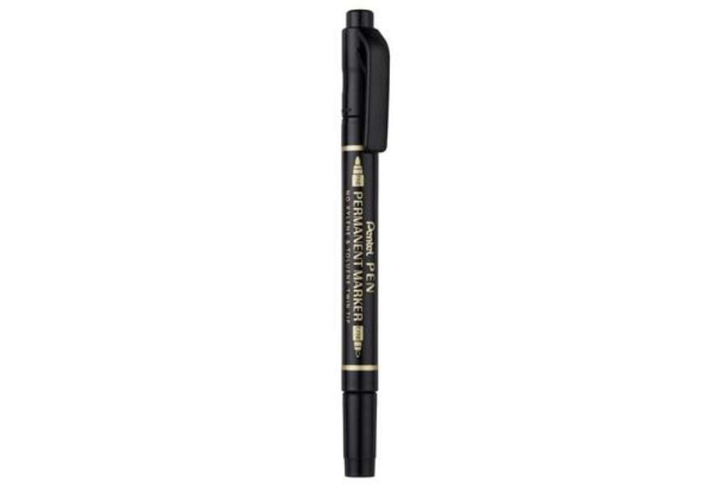 Immagine di Marcatore permanente doppia punta Pentel Twin Tip tratti F-M nero N75W-AE