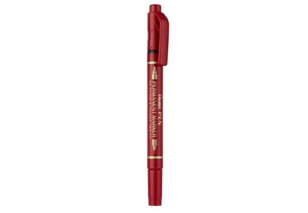 Immagine di Marcatore permanente doppia punta Pentel Twin Tip tratti F-M rosso N75W-BE