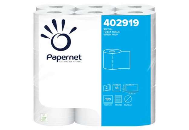 Immagine di Carta igienica microincollata Papernet 180 strappi - 2 veli Conf. 18 pezzi - 402919