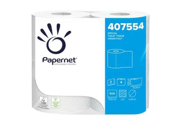 Immagine di Carta igienica microincollata Papernet 500 strappi - 2 veli Conf. 4 pezzi - 407554
