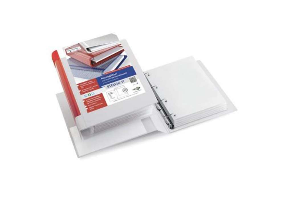 Immagine di Raccoglitore personalizzabile Sei Rota Stelvio TI A4 - 4 anelli Q 100 mm bianco dorso 13 cm - 369946