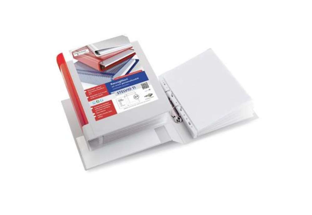 Immagine di Raccoglitore personalizzabile Sei Rota Stelvio TI A4 - 2 anelli D 50 mm - dorso 7,5 cm bianco - 3550