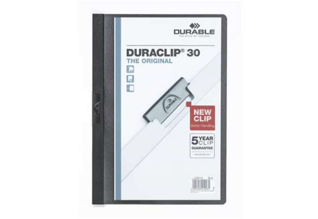Immagine di Cartellina con clip Durable DURACLIP® A4 - dorso 3 mm - capacità 30 fogli nero - 220001