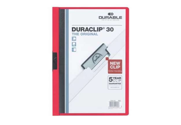 Immagine di Cartellina con clip Durable DURACLIP® A4 - dorso 3 mm - capacità 30 fogli rosso - 220003