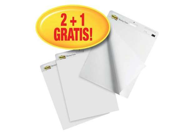 Immagine di Blocchi lavagna Post-it® Meeting Chart bianco 63,5x77,5 cm 30 fogli Promo Pack 2+1 GRATIS - 70000816