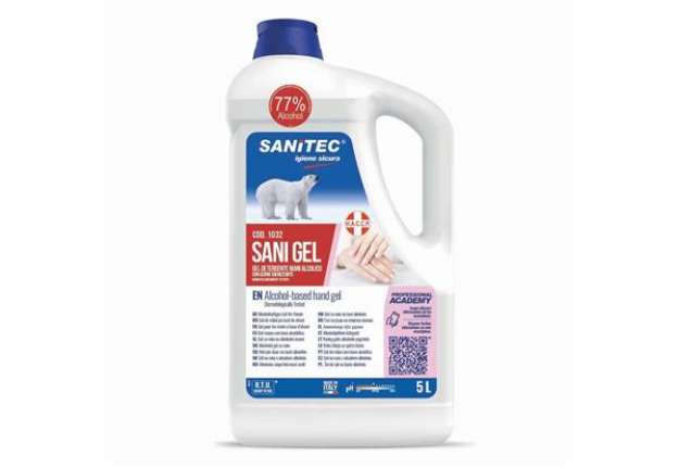 Immagine di Gel igienizzante mani a base alcolica Sanitec Sani Gel Alcol 70% - trasparente flacone 4,5 kg - 1032