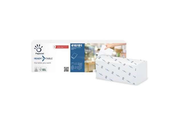 Immagine di Tovaglioli da bar per dispenser Papernet 21.6x21.6 cm piega 1/4 - 1 velo bianco cf. 5 fascette da 22