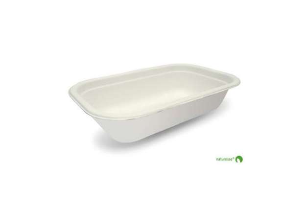 Immagine di Vaschetta rettangolare in cellulosa 500 ml Scatolificio del Garda bianco bianco - Conf. 125 pezzi -