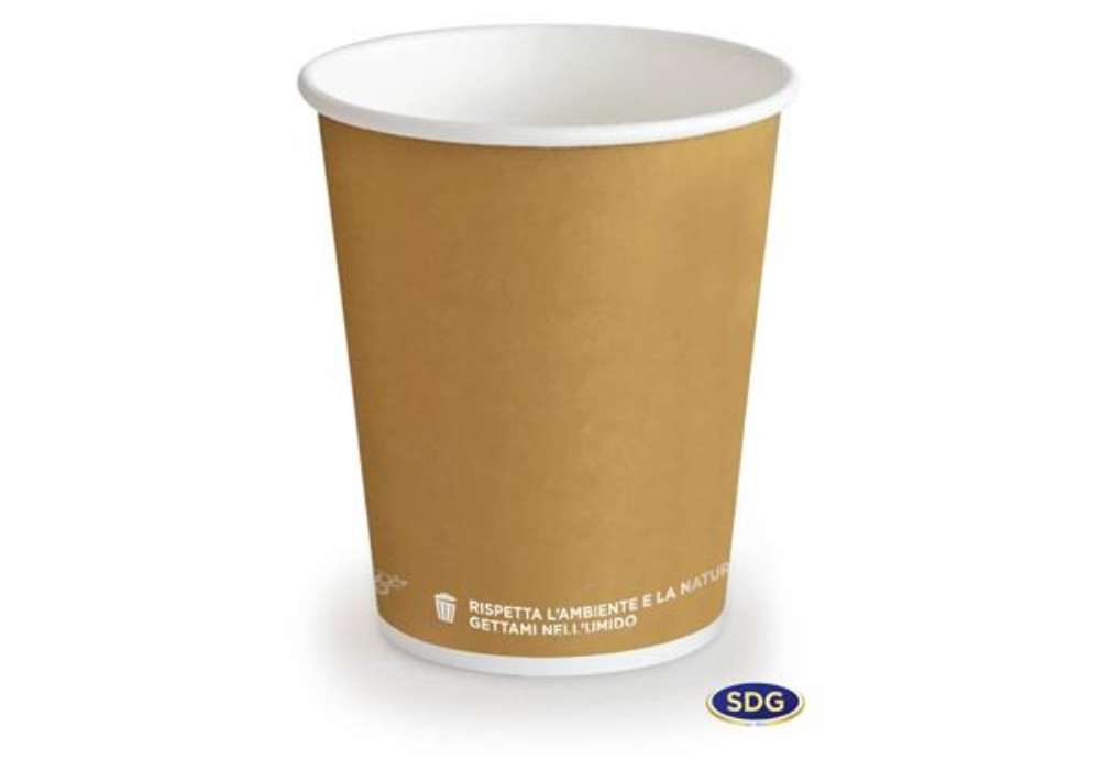 Immagine di Bicchiere 8oz (240ml) Avana in cartoncino Bio Scatolificio del Garda Avana - Conf. 50 pezzi - 317-65