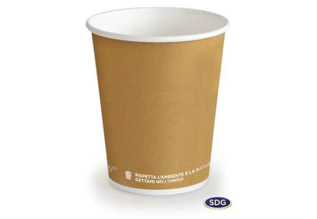 Immagine di Bicchiere 8oz (240ml) Avana in cartoncino Bio Scatolificio del Garda Avana - Conf. 50 pezzi - 317-65