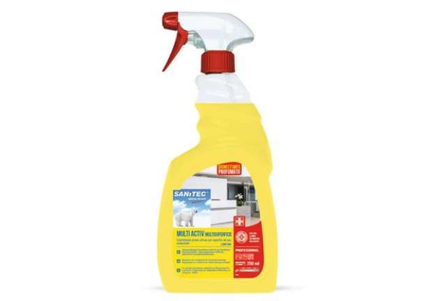 Immagine di Sgrassatore alcolico disinfettante Sanitec Multi Activ multisuperficie - profumo limone - flacone 75