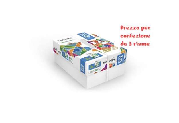Immagine di Carta per fotocopie Navigator on the go Universal 80gr/mq A4 - Conf. 3 risme da 500 fogli - NHG08000