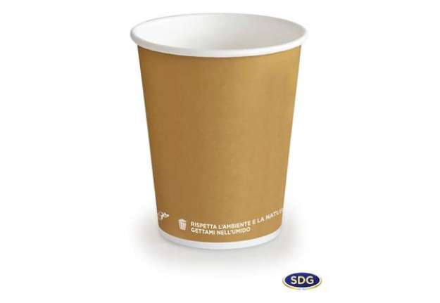 Immagine di Bicchiere 5,5 oz (195ml) in cartoncino Bio Scatolificio del Garda Avana - Conf. 50 pezzi - 315-65-S