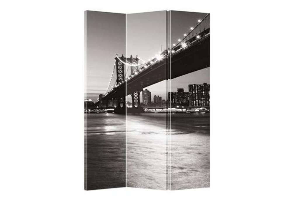 Immagine di Paravento a 3 ante Serena Group in legno e carta di riso fantasia Brooklyn 120x180 cm - NY-1068-3