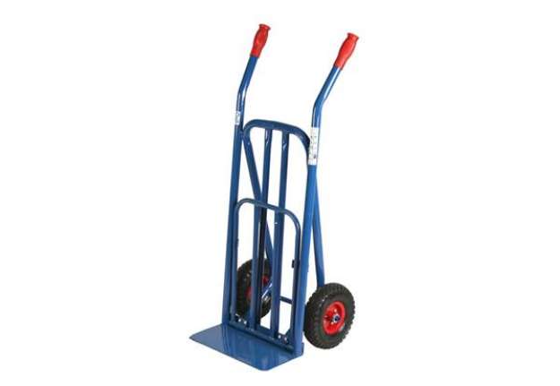 Immagine di Carrello in acciaio Serena Group con doppio manico 90x44x118 cm blu con pala di carico - portata 120