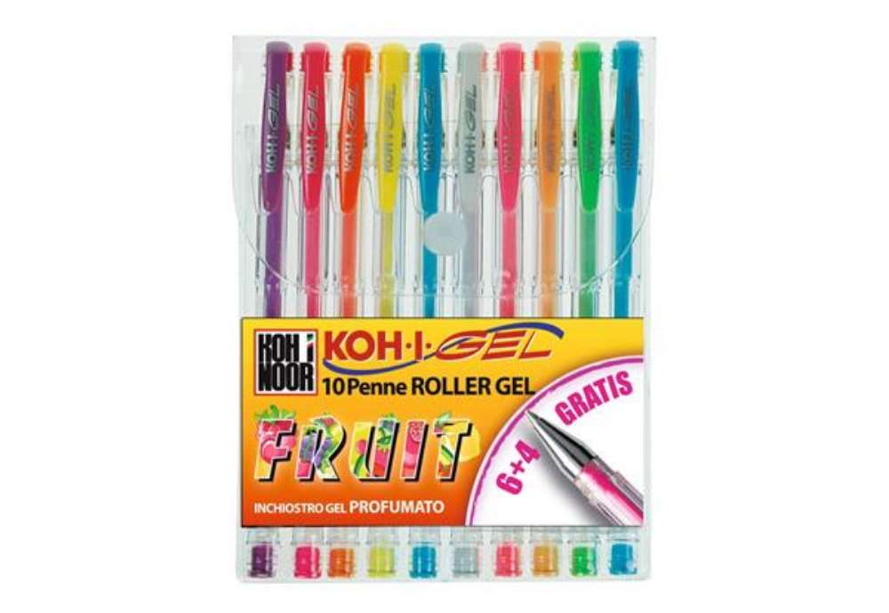 Immagine di Penne gel colori profumati KOH-I-NOOR 0,7mm assortiti conf.10 - NAGP10F