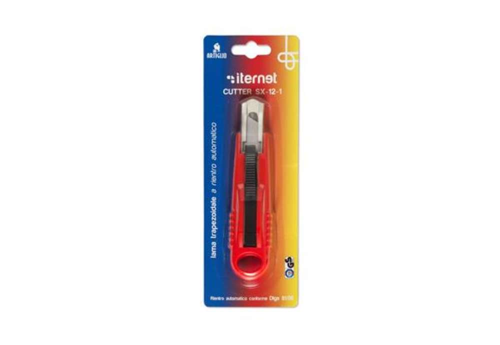 Immagine di Cutter con lama trapezoidale a rientro automatico Artiglio SX-12-1 rosso lama 18 mm - 4330B