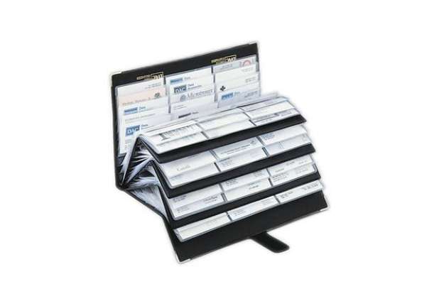 Immagine di Portabiglietti da visita TECNOSTYL in vinilico da 204 scomparti in 34 pagine 19x30x1 cm nero - NC204