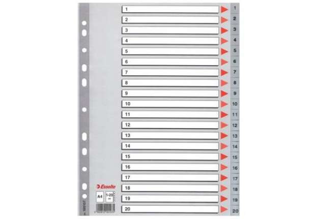 Immagine di Divisori per rubrica Esselte A4 PPL numerica 1-20 100107