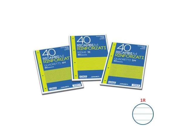 Immagine di Ricambi rinforzati Blasetti in carta bianca usomano con 4 fori rinforzati in plastica 80 g/m² A4 1R