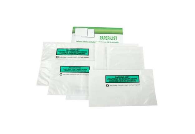 Immagine di Buste adesive in carta ecologica Methodo C5 trasparenti - 228x165 mm con scritta doc enclosed - conf