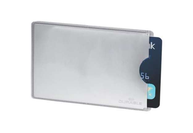 Immagine di Tasca porta carte di credito DURABLE RFID SECURE argento metallizzato 54x86mm conf. 10 - 890023