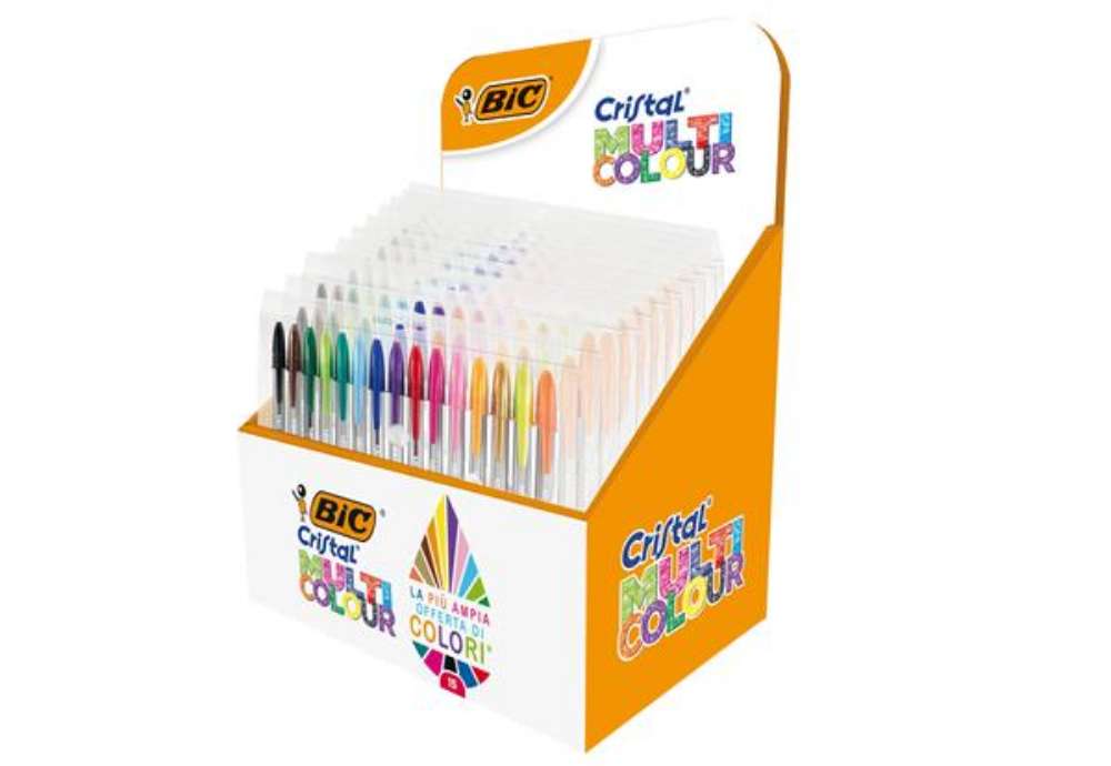 Immagine di Astuccio penne Cristal Multicolor - colori assortiti - Bic - expo 10 pezzi