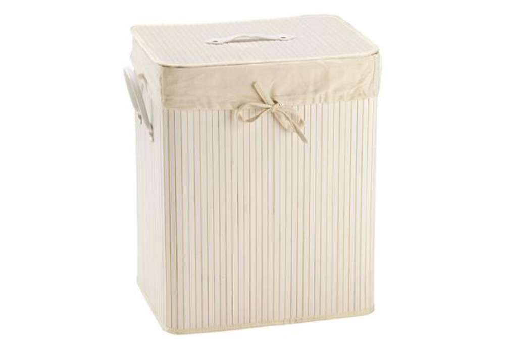 Immagine di Porta biancheria - 41 x 31 x 50 cm - bambù - bianco - King Collection