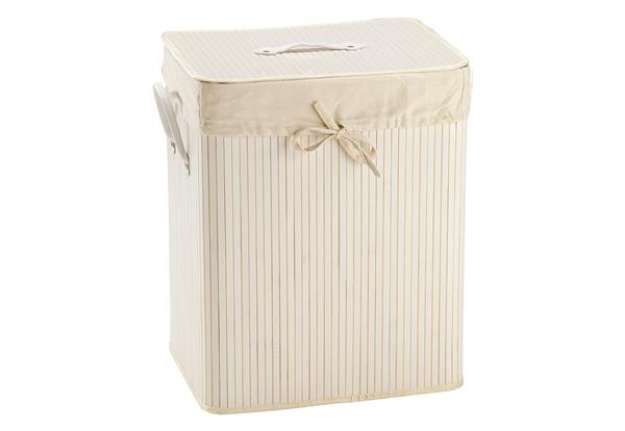 Immagine di Porta biancheria - 41 x 31 x 50 cm - bambù - bianco - King Collection