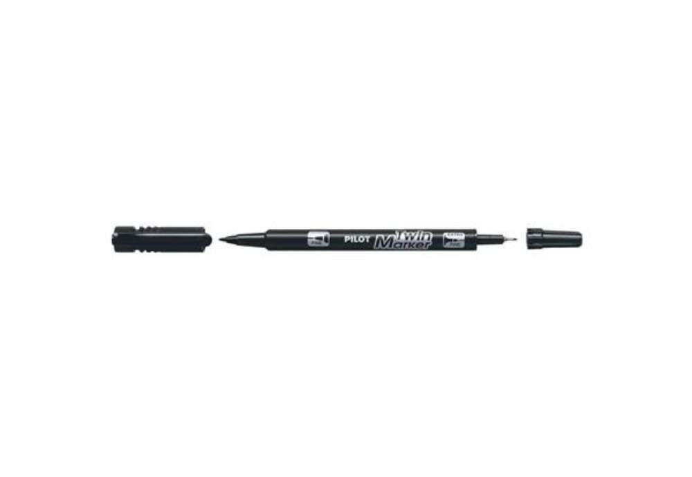 Immagine di Marcatore permanente Pilot TWIN Begreen doppia punta in fibra 0,8/2 mm - nero 040315