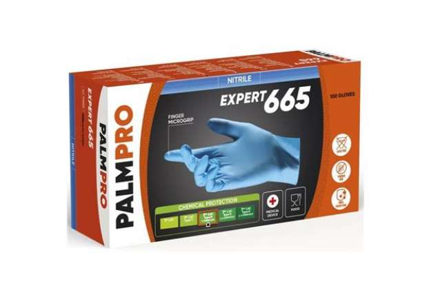 Immagine di Guanti monouso in nitrile Palmpro Expert 665 Icoguanti taglia L - blu - conf. 100 pezzi - PX665-L
