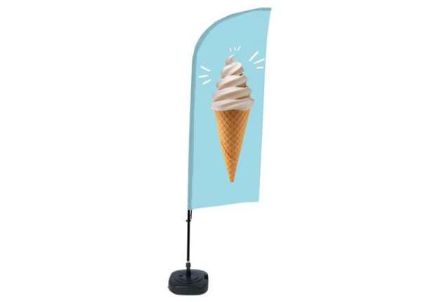 Immagine di Bandiera a vela GELATO - con base riempibile - 89 x 240 cm - Studio T