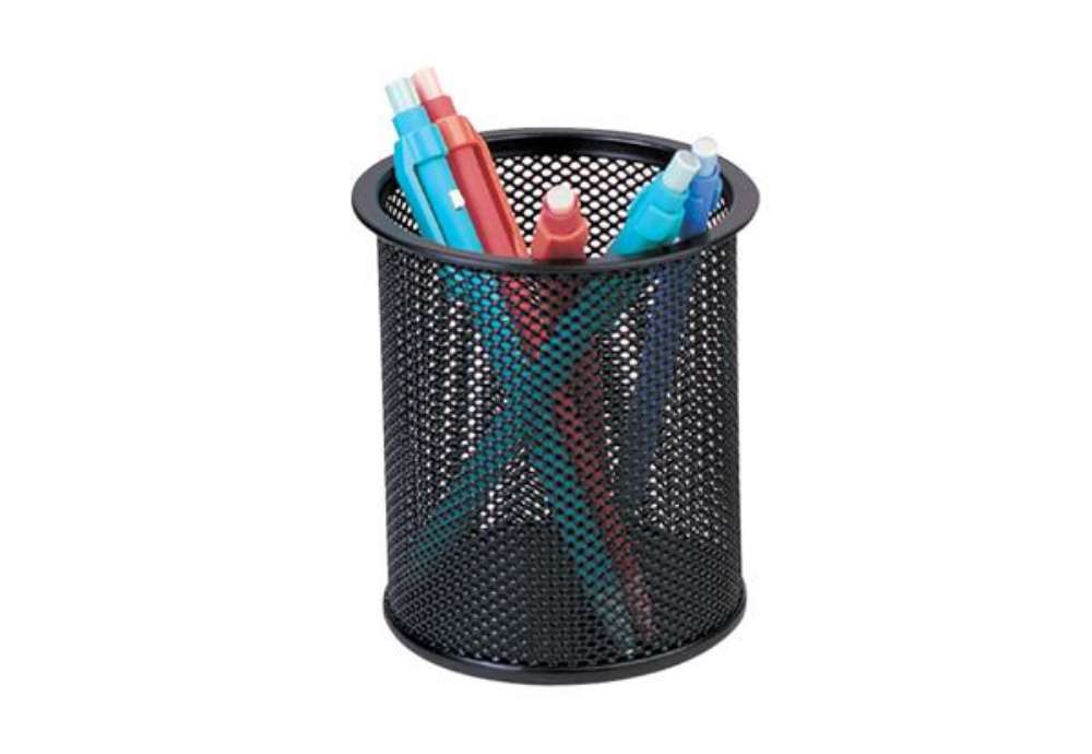 Immagine di Portapenne in metallo Q-Connect h 10 cm /  Ø 9 cm nero KF00864