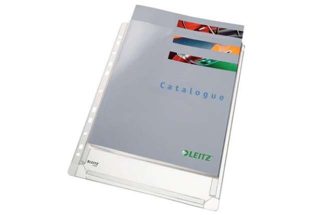 Immagine di Buste perforate a soffietto Leitz in PVC A4 trasparente confezione da 10 pezzi - 47561003