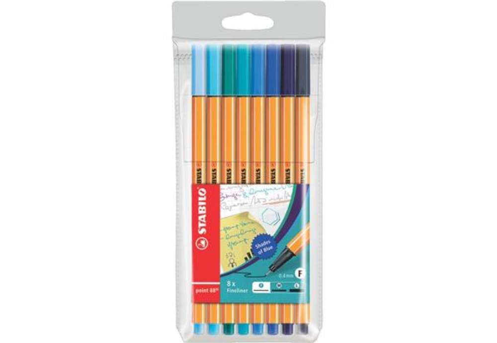 Immagine di Fineliner Stabilo Point 88® 0,4 mm conf. 8 tonalità di blu - 88/8-03