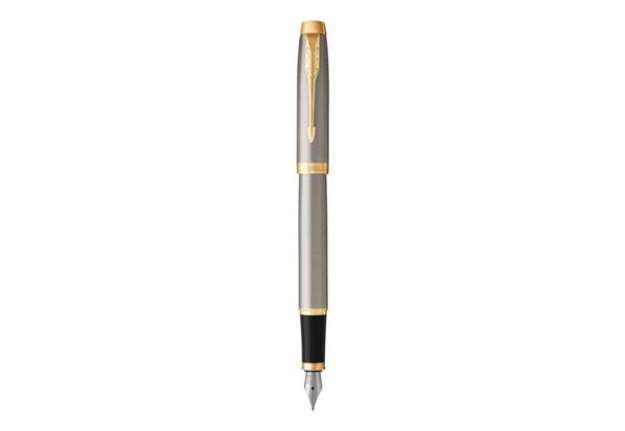 Immagine di Penna stilografica Parker IM punta M inchiostro blu Brushed Metal GT - 1931656