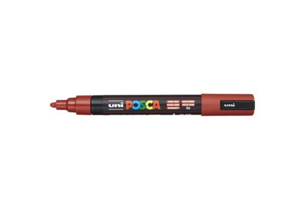 Immagine di Marcatore a tempera Posca Uni-Ball punta tonda 1,8-2,5 mm rosso rubino M PC5M RR
