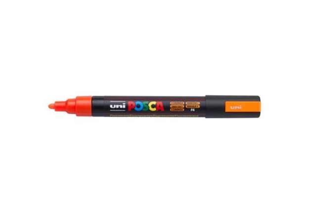 Immagine di Marcatore a tempera Posca Uni-Ball punta tonda 1,8-2,5 mm arancio fluo M PC5M AF