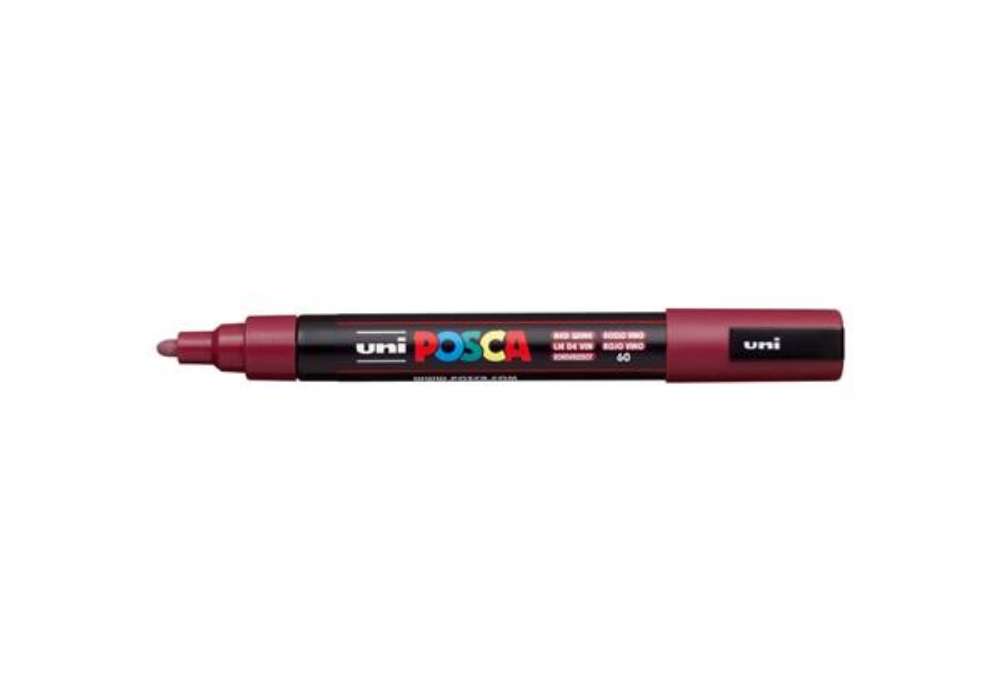 Immagine di Marcatore a tempera Posca Uni-Ball punta tonda 1,8-2,5 mm rosso vino M PC5M RV