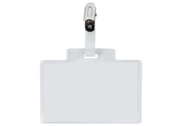 Immagine di Targa portabadge con clip Sei Rota PASS 3M - formato 9,5x6 cm - conf. 100 pezzi - 318007