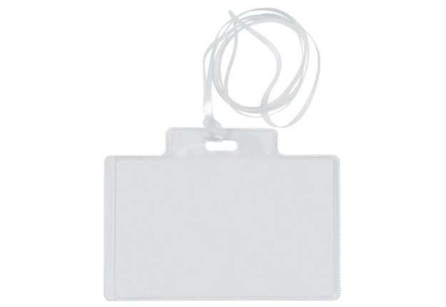 Immagine di Targa portabadge con cordoncino Sei Rota formato 9,5x6 cm - conf. 100 pezzi - 318006