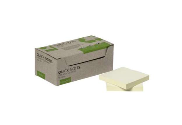 Immagine di Foglietti riposizionabili riciclati Q-Connect gialli conf. 12 blocchetti da 100 fogli 76x76 mm - gia