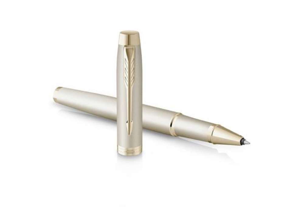 Immagine di Penna roller monocromatica Parker punta fine nero finitura champagne 2172955
