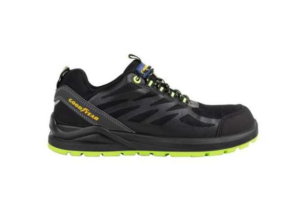 Immagine di Scarpe antinfortunistiche Goodyear in tomaia KPU e mesh GY BLACKBAT S1P nero-verde TG.37 - 729637