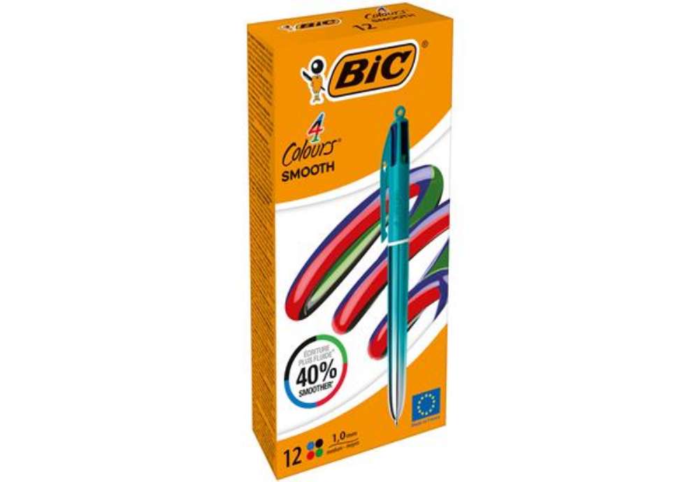 Immagine di Penna a sfera scatto multifunzione 4 Colours Smooth - punta 1.0 mm - fusto verde acqua - Bic - conf.