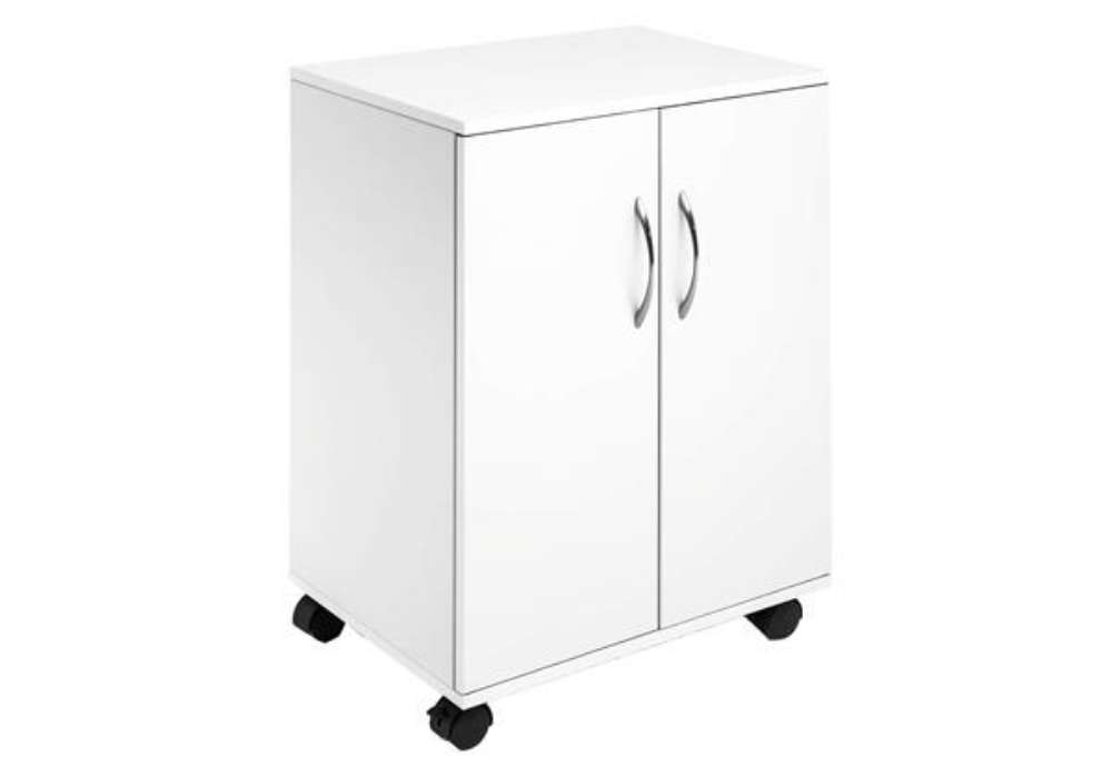 Immagine di Mobiletto Multifunzione 74/53 - con ante alte e ruote - 4 ripiani - 52,8 x 40 x 73,7 cm - bianco - D