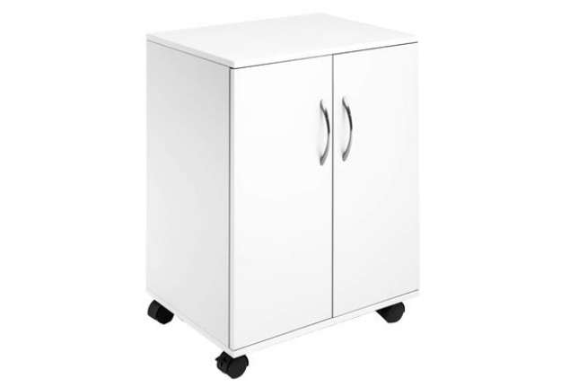 Immagine di Mobiletto Multifunzione 74/53 - con ante alte e ruote - 4 ripiani - 52,8 x 40 x 73,7 cm - bianco - D