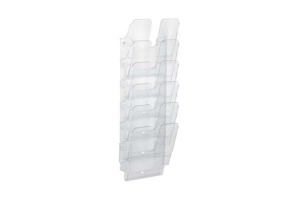 Immagine di Espositore da parete DURABLE FLEXIPLUS 6 comparti A4 polistirolo trasparente 24,7x10x108 cm - 170000